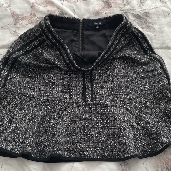 Madewell tweed textured A-line gray black lined ruffle mini skirt, size 0 summer - Picture 10 of 11